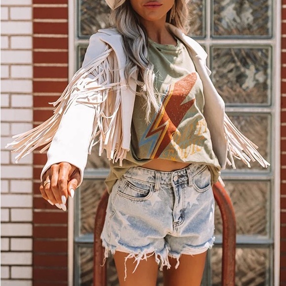 Cardigan women faux suede tassel fringe jacket festival boho - Picture 5 of 6